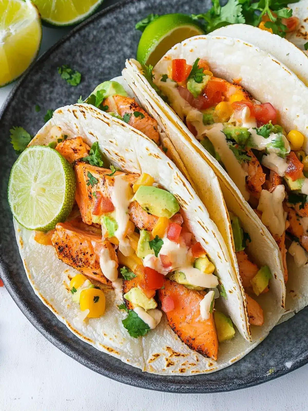 Spicy Salmon Tacos with Zesty Corn Salsa Delight 3 Salmon Tacos