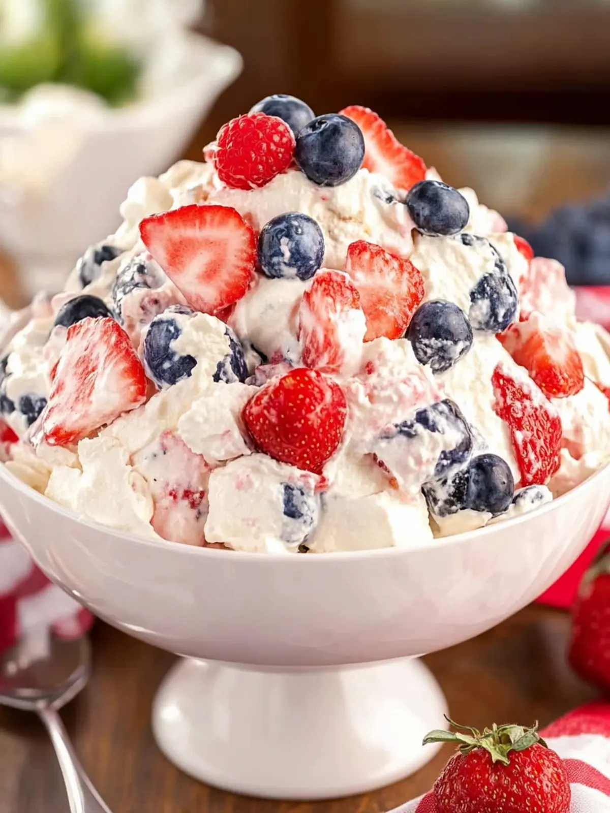 Red White and Blue Cheesecake Salad for Vibrant Summer Cheers 5 Red White and Blue Cheesecake Salad