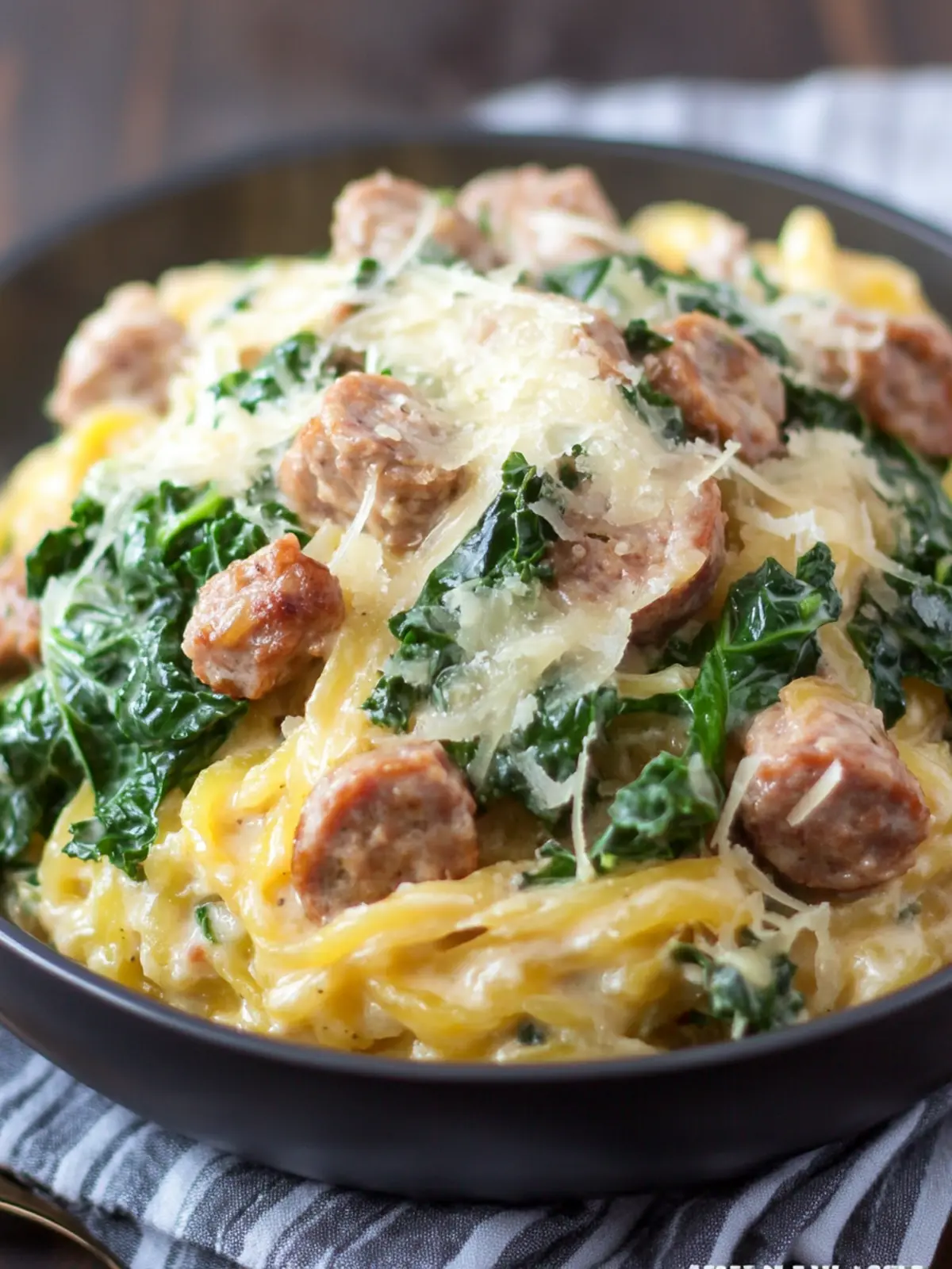 Delicious Spaghetti Squash Alfredo with Sausage and Kale Recipe 4 Spaghetti Squash Alfredo with Sausage and Kale