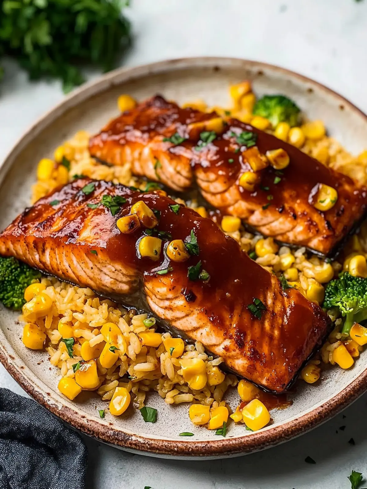 Baked BBQ Salmon with Buttery Corn Rice for a Cozy Night In 3 Baked BBQ Salmon with Buttery Corn Rice