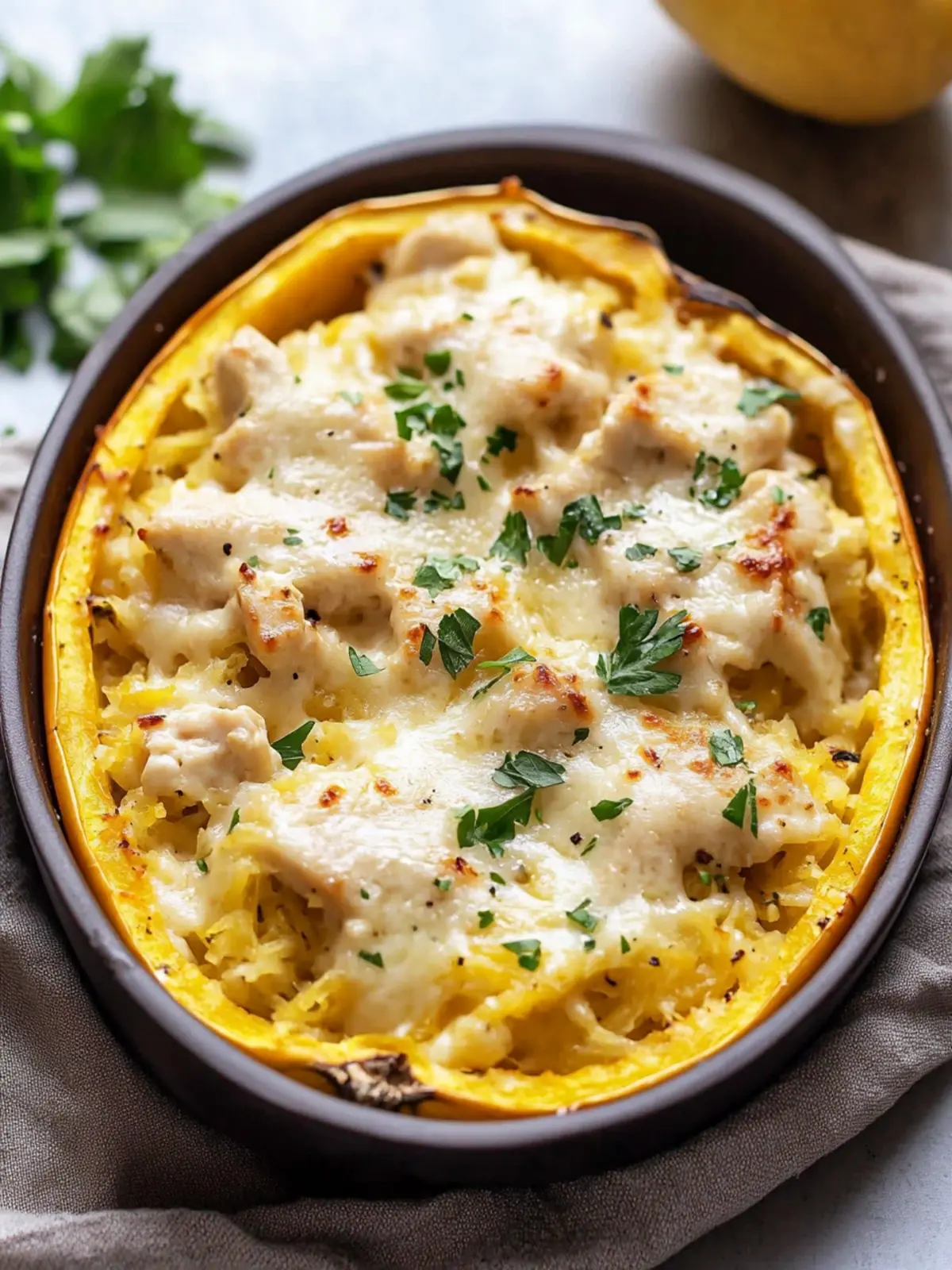 Delicious Chicken Alfredo Spaghetti Squash for Guilt-Free Indulgence 4 Chicken Alfredo Spaghetti Squash