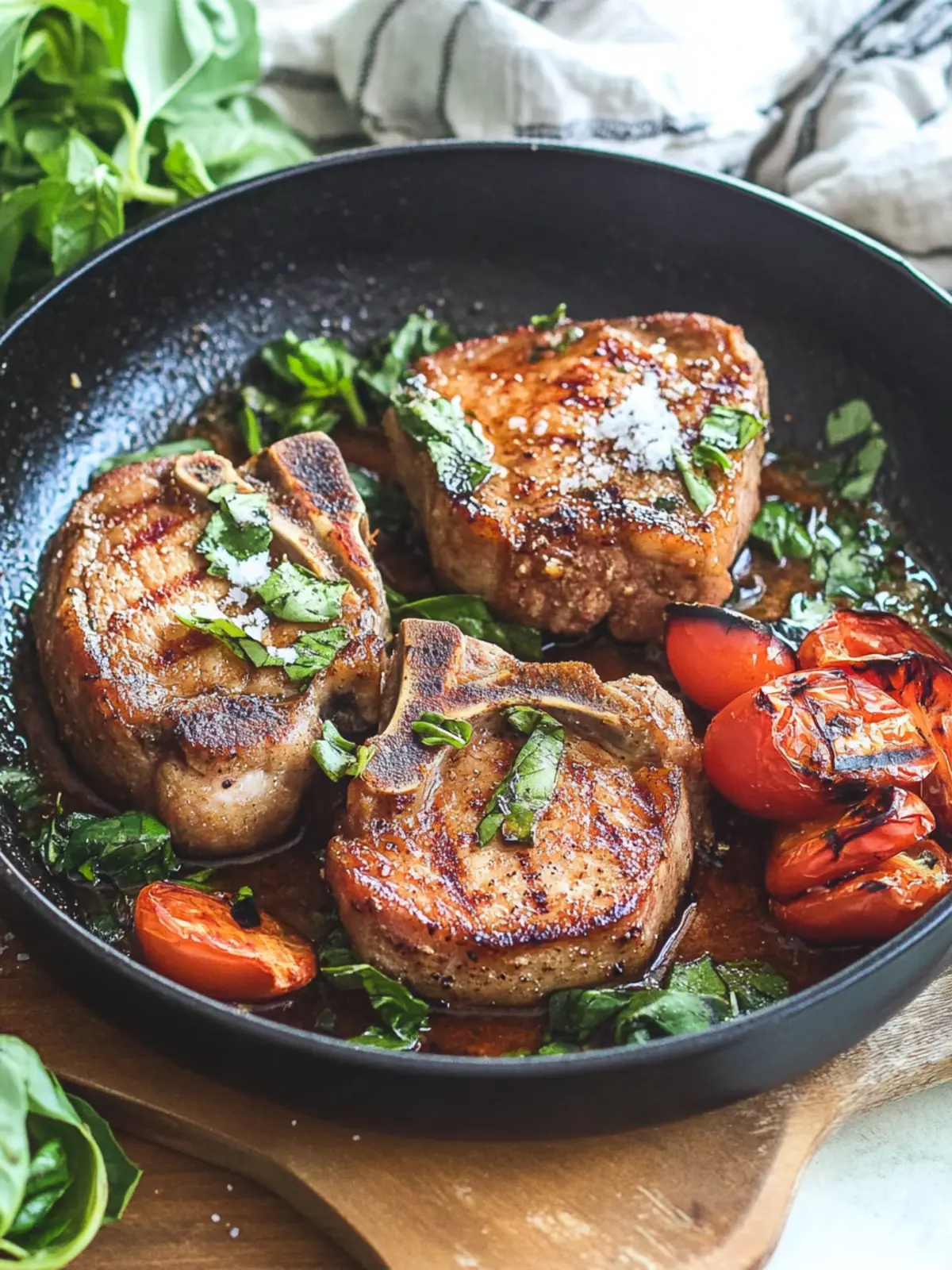 Savory Tuscan Pork Chops with Spinach & Balsamic Twist 3 Tuscan Pork Chops