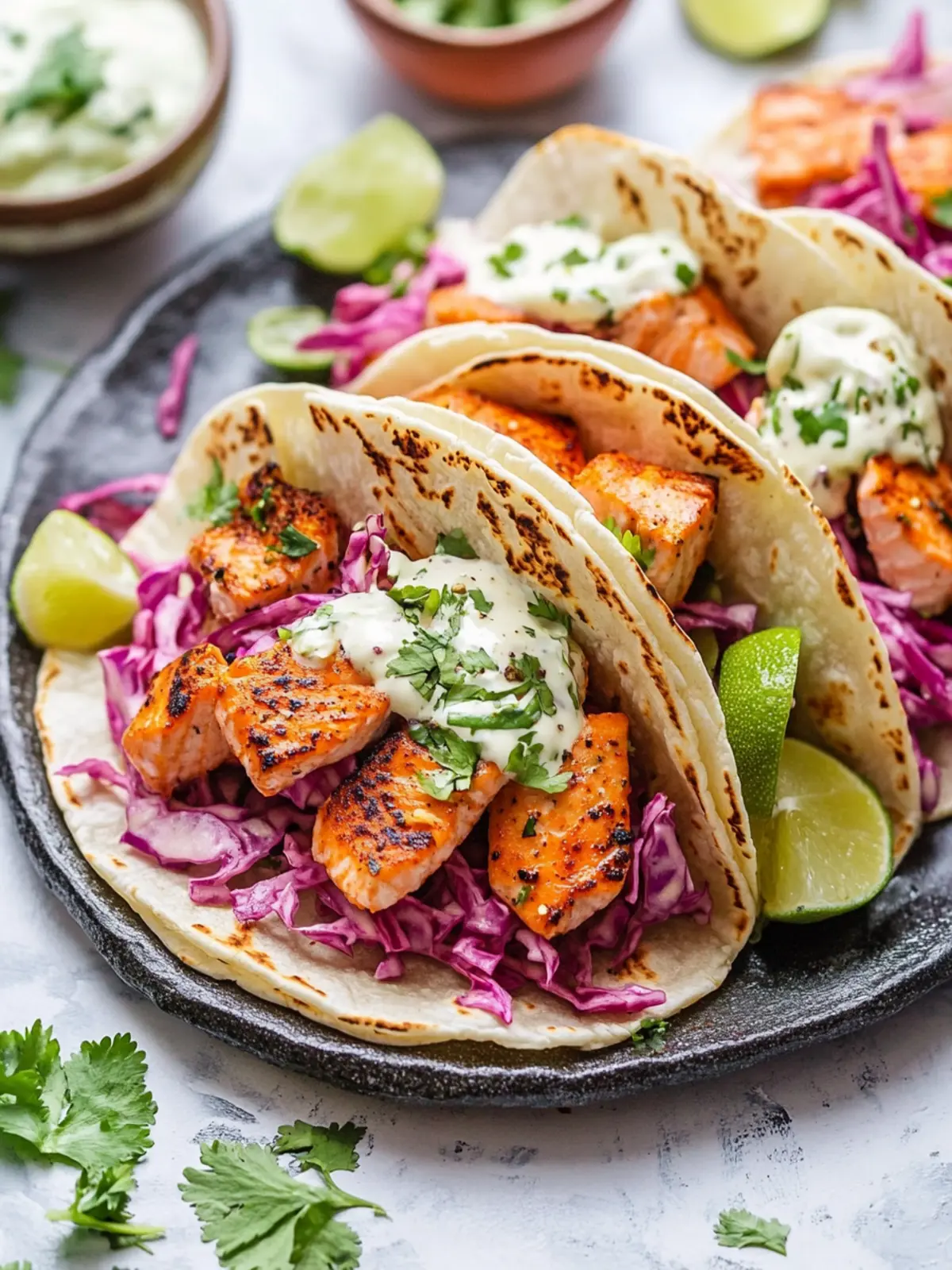Delicious Salmon Tacos with Creamy Slaw for Taco Night Fun 5 Salmon Tacos with Creamy Slaw