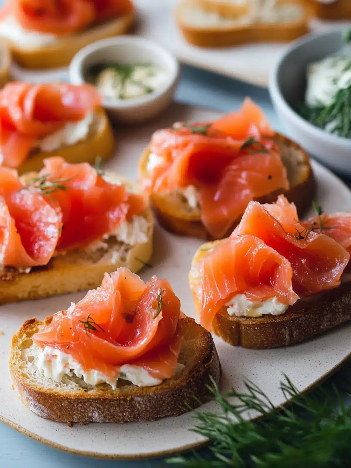 Savory Smoked Salmon Crostini with Creamy Tomato Relish 2 Smoked Salmon Crostini
