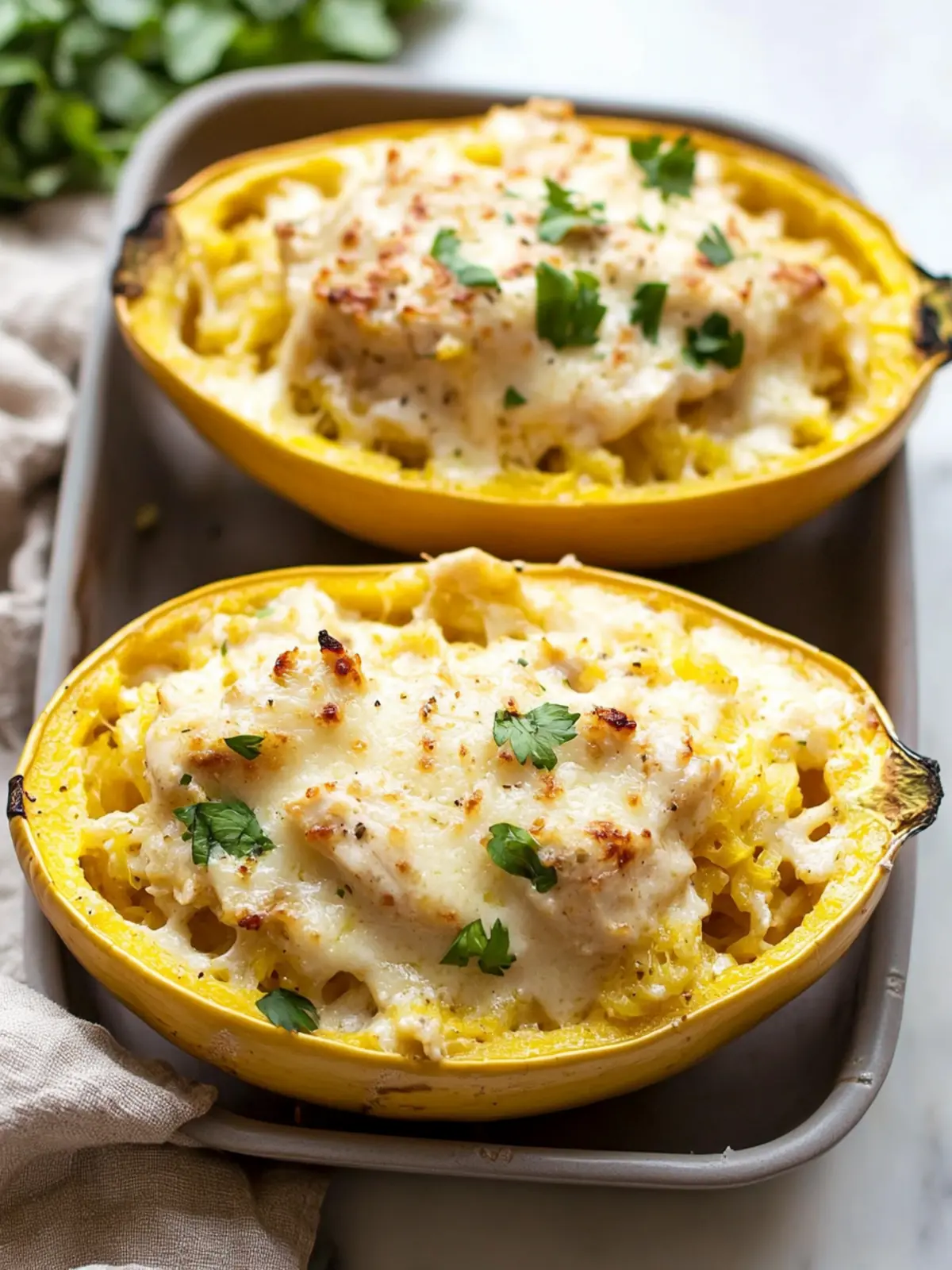 Delicious Chicken Alfredo Spaghetti Squash for Guilt-Free Indulgence 3 Chicken Alfredo Spaghetti Squash
