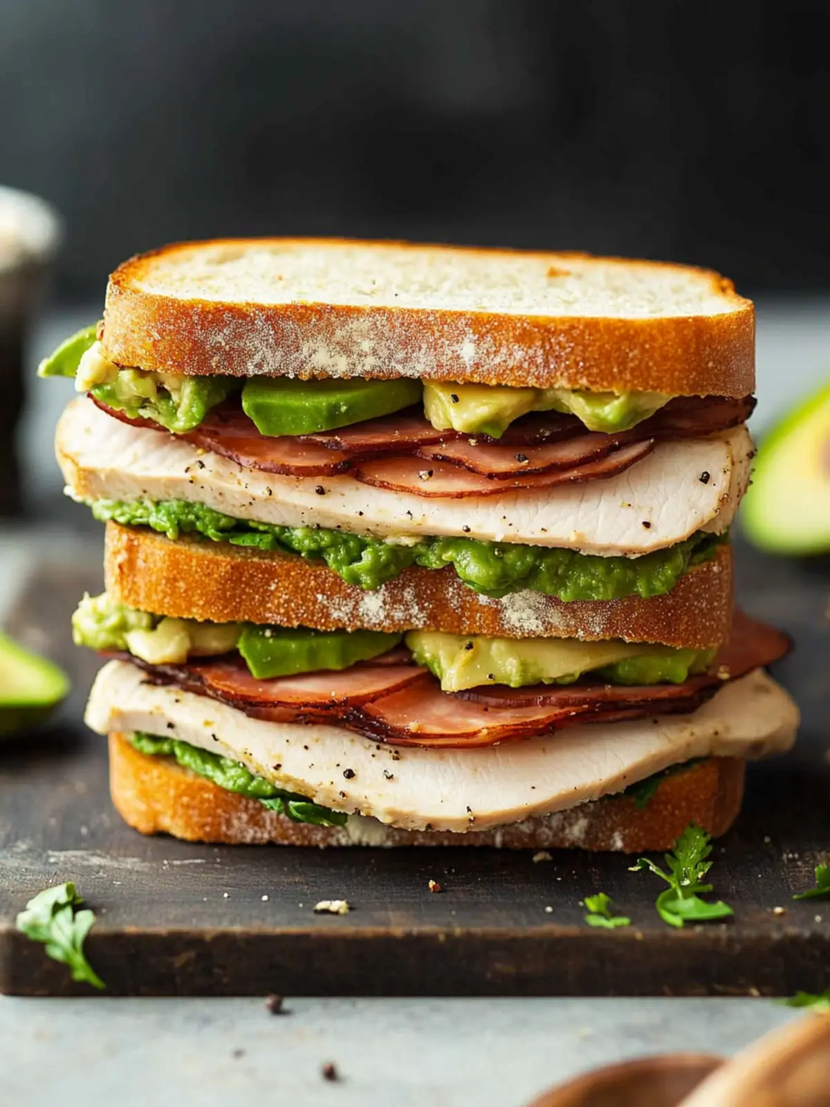 Ultimate Turkey Avocado Sandwich with Crispy Bacon Delight 2 Turkey Avocado Sandwich