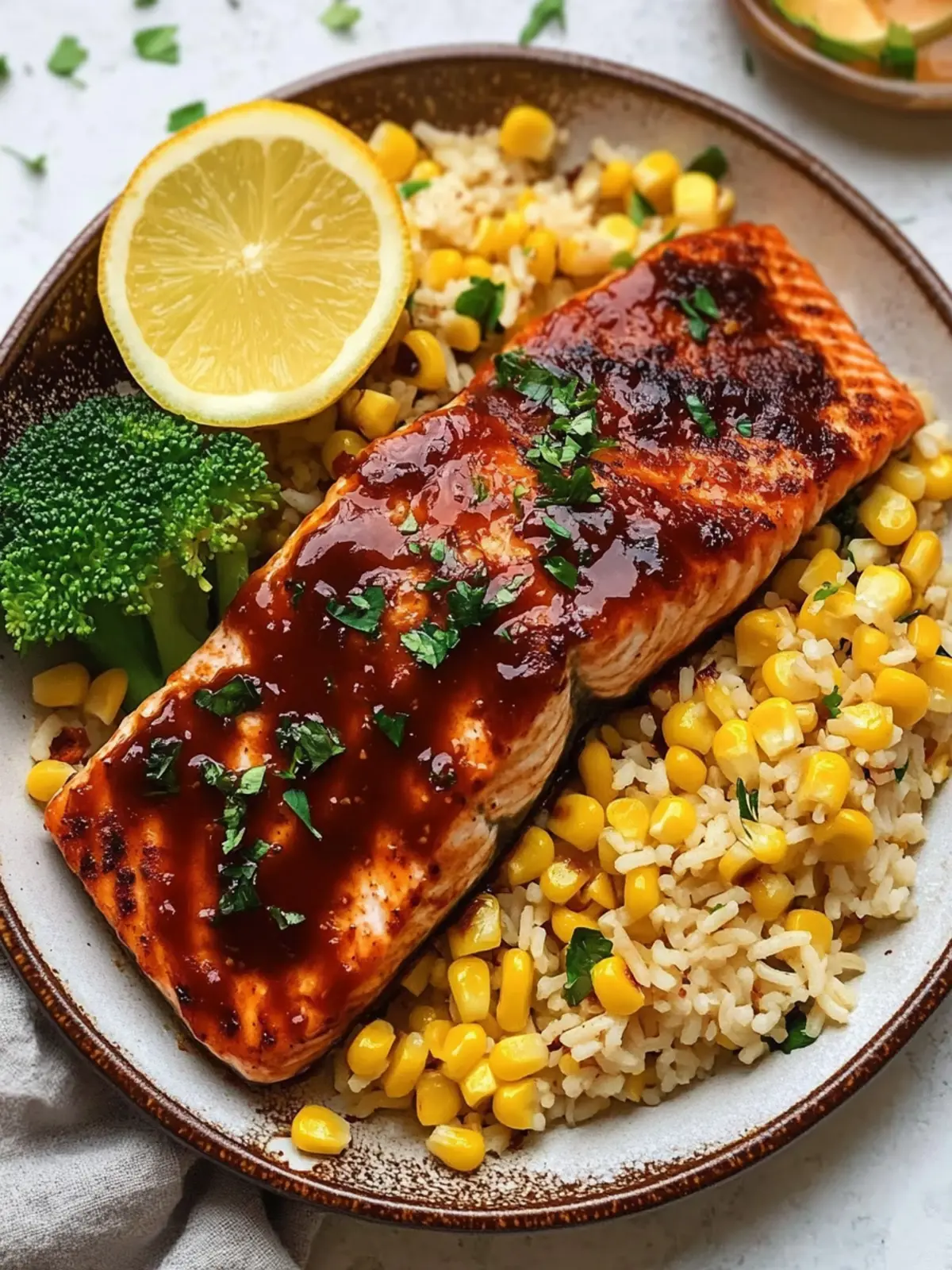 Baked BBQ Salmon with Buttery Corn Rice for a Cozy Night In 4 Baked BBQ Salmon with Buttery Corn Rice