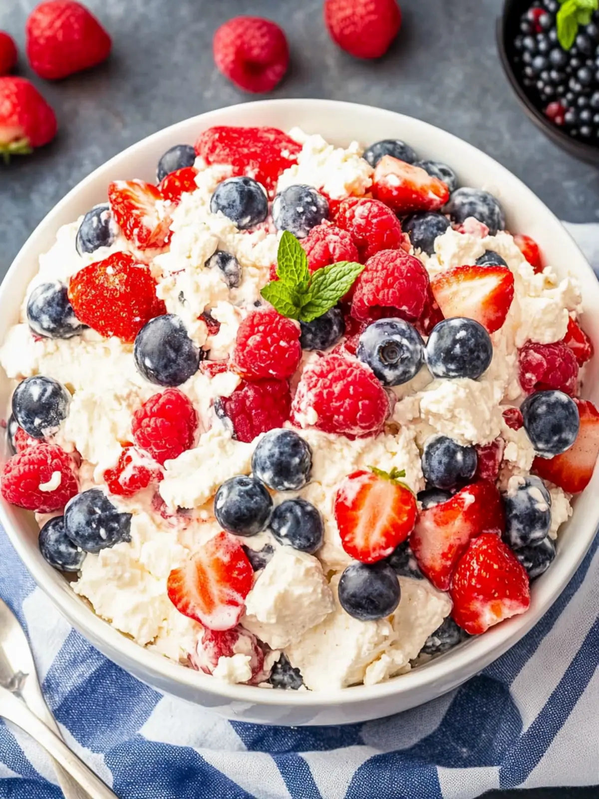 Red White and Blue Cheesecake Salad for Vibrant Summer Cheers 4 Red White and Blue Cheesecake Salad