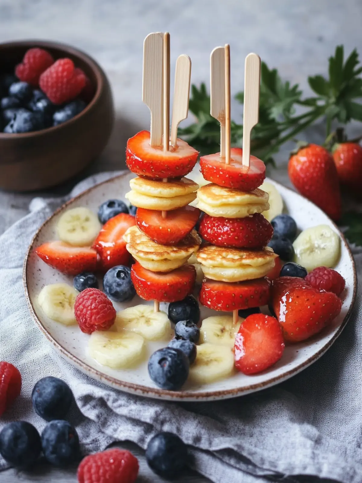 Pancake Skewers with Fruit: Easy, Fun Breakfast Delight 2 Pancake Skewers with Fruit