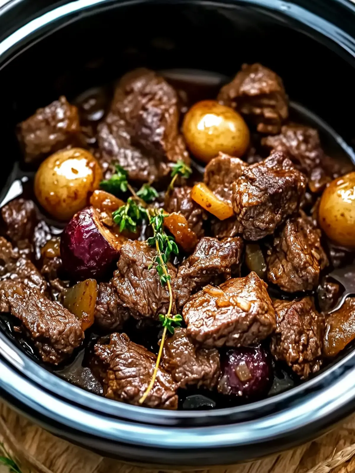 Crockpot Garlic Butter Beef Bites with Baby Potatoes Delight 2 crockpot garlic butter beef