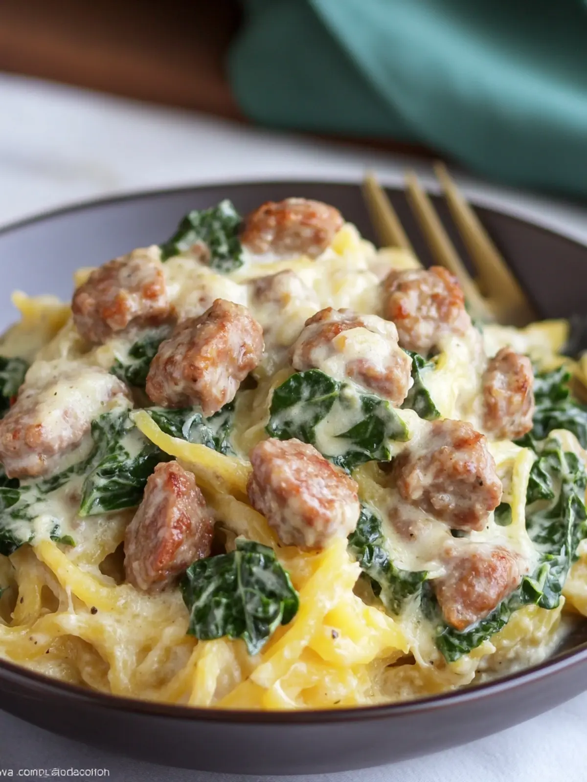 Delicious Spaghetti Squash Alfredo with Sausage and Kale Recipe 5 Spaghetti Squash Alfredo with Sausage and Kale