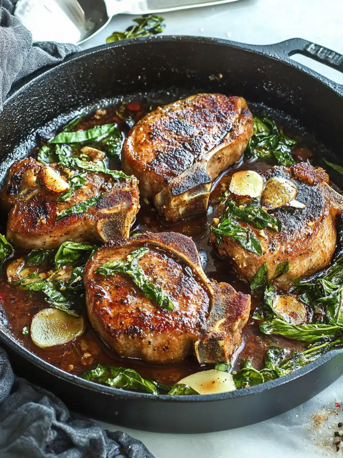 Savory Tuscan Pork Chops with Spinach & Balsamic Twist 5 Tuscan Pork Chops