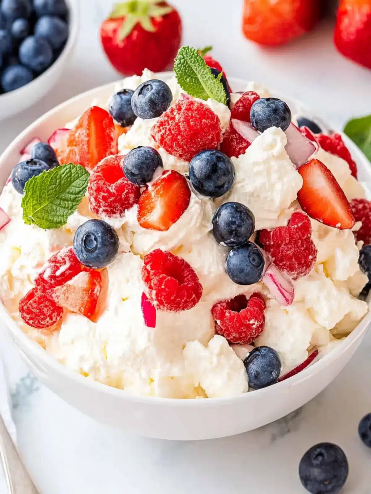 Red White and Blue Cheesecake Salad for Vibrant Summer Cheers 3 Red White and Blue Cheesecake Salad