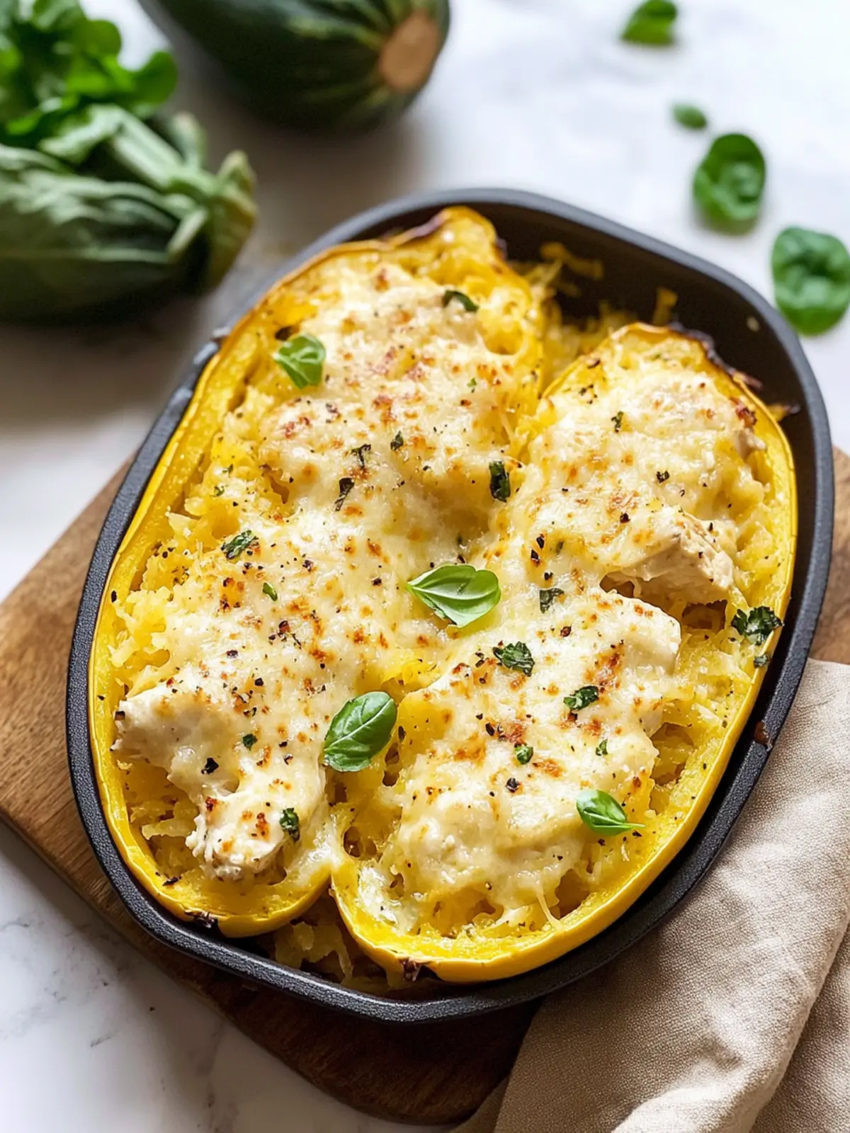 Delicious Chicken Alfredo Spaghetti Squash for Guilt-Free Indulgence 2 Chicken Alfredo Spaghetti Squash