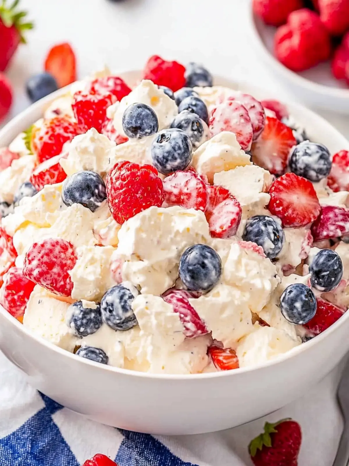 Red White and Blue Cheesecake Salad for Vibrant Summer Cheers 2 Red White and Blue Cheesecake Salad