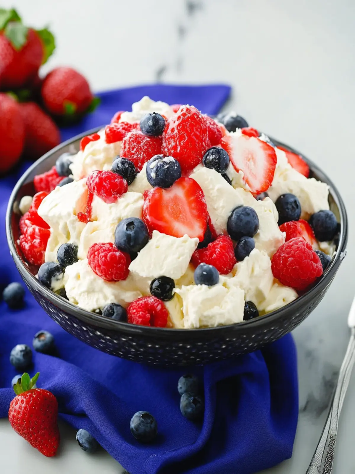 Red, White, and Blue Cheesecake Salad: A Festive Delight 2 Red, White, and Blue Cheesecake Salad