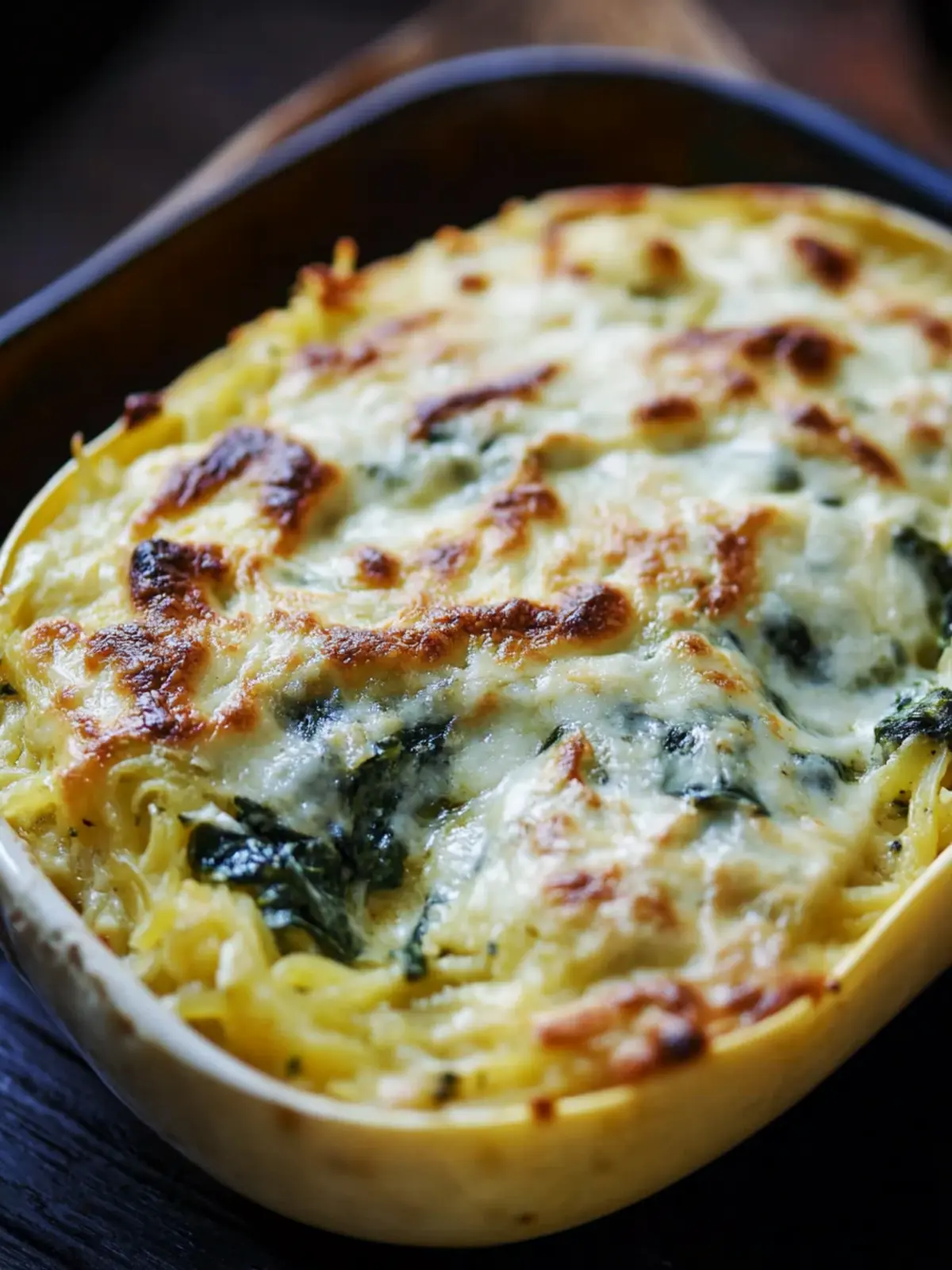 Creamy Spaghetti Squash Spinach Alfredo Bake You'll Love 2 Spaghetti Squash Spinach Alfredo Bake