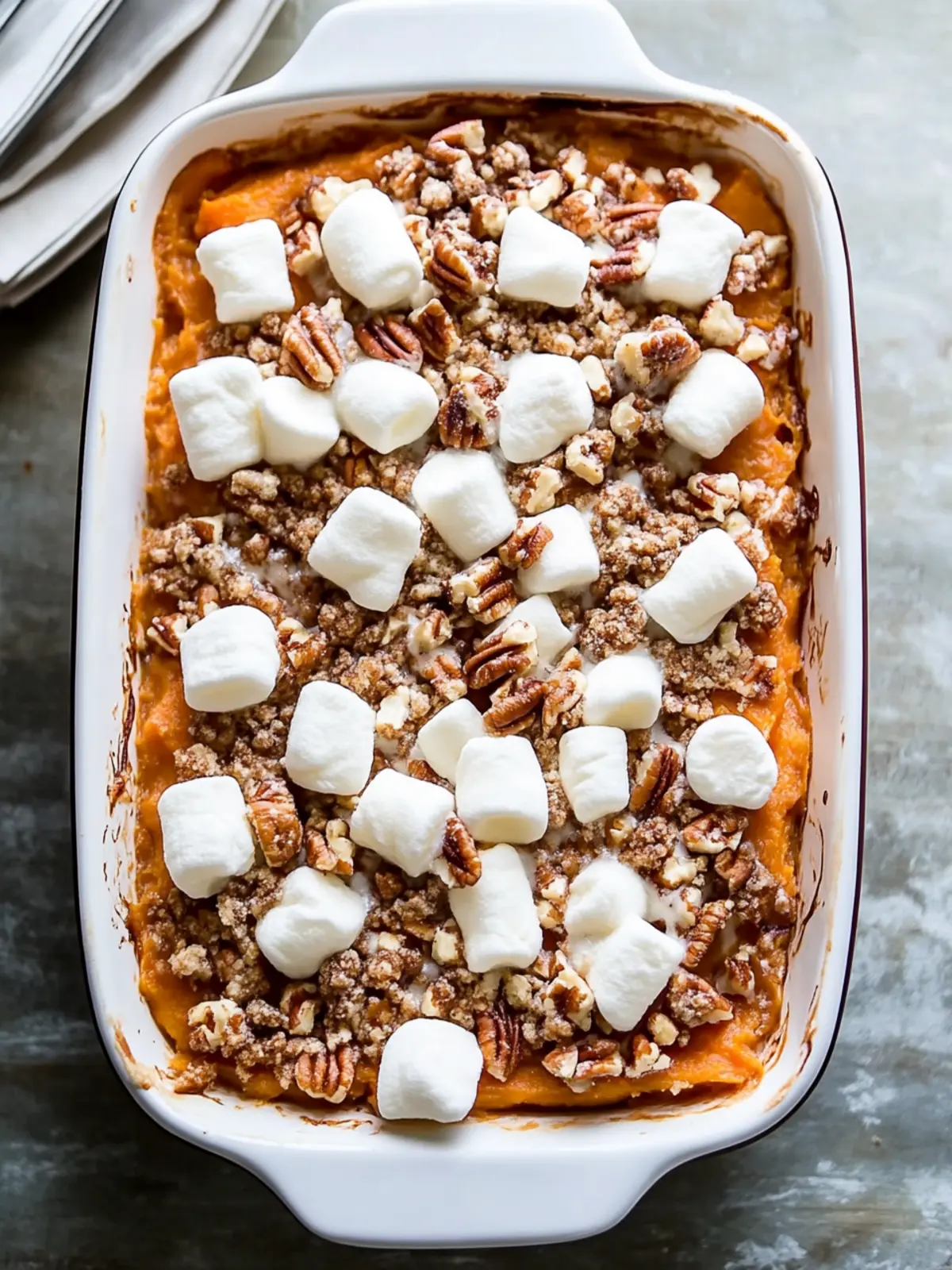 Sweet Potato Casserole with Marshmallows and Pecan Delights 4 Sweet Potato Casserole with Marshmallows and Pecan Streusel