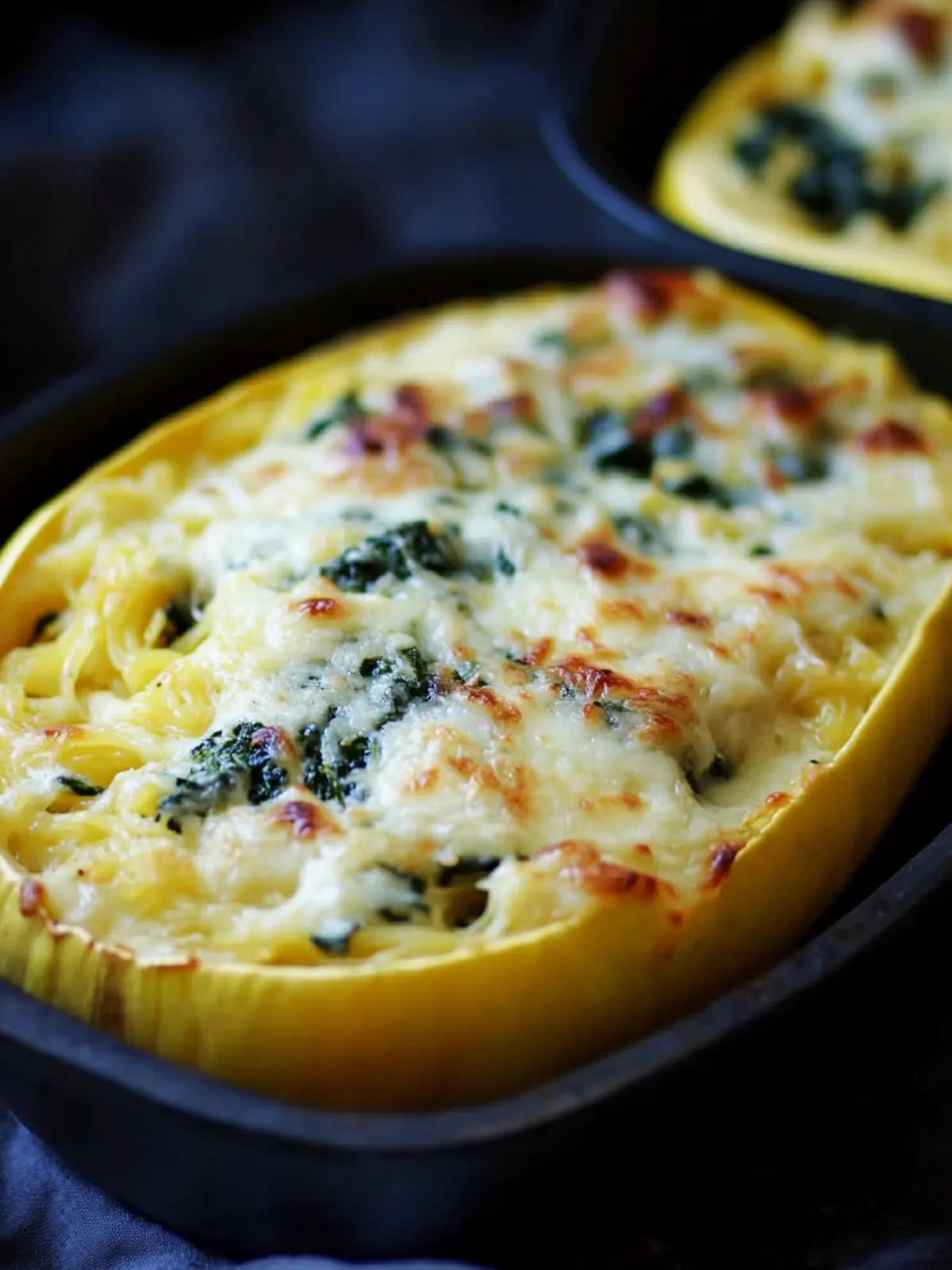 Creamy Spaghetti Squash Spinach Alfredo Bake You'll Love 3 Spaghetti Squash Spinach Alfredo Bake