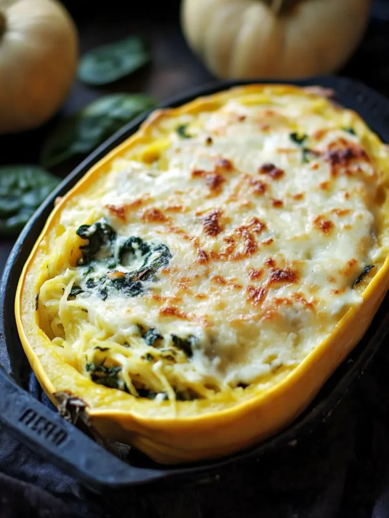 Spaghetti Squash Spinach Alfredo Bake